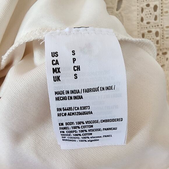 American Eagle Boho Cottage Ruffle Cream Eyelet Vintage Dress Sz Small - Picture 7 of 12